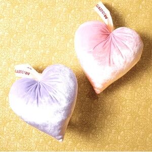 Bridget Heart-Shaped Velvet Pillows 7 inch Pink and Purple BRAND NEW
